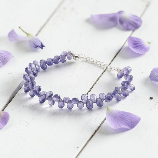Bracciale Gocce di Tanzanite, Artigianato puro, Argento s925