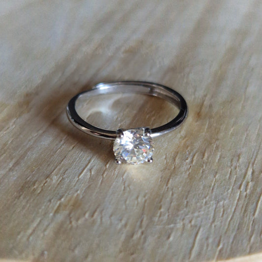 Anello Solitatio 6mm base SILVER Produzione Propria, in ARGENTO S925