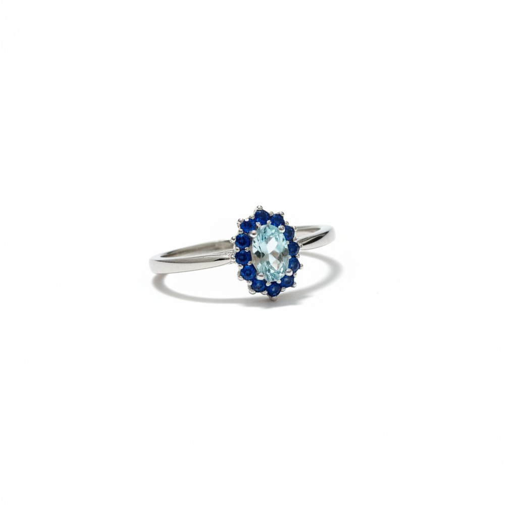 Anelli Micro kate Celeste e Blu Tanzanite, Argento S925