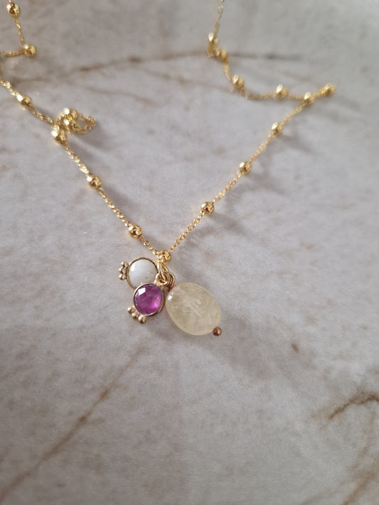 Collana con Quarzo citrino, Argento s925