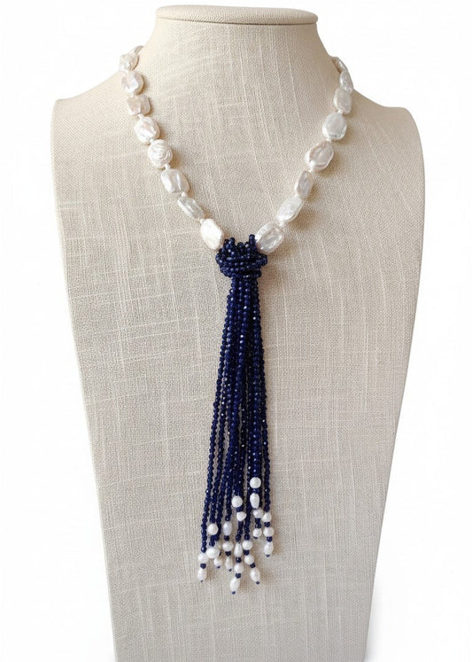 Collana Cravatta da Donna, con Perle e Pietre Naturali