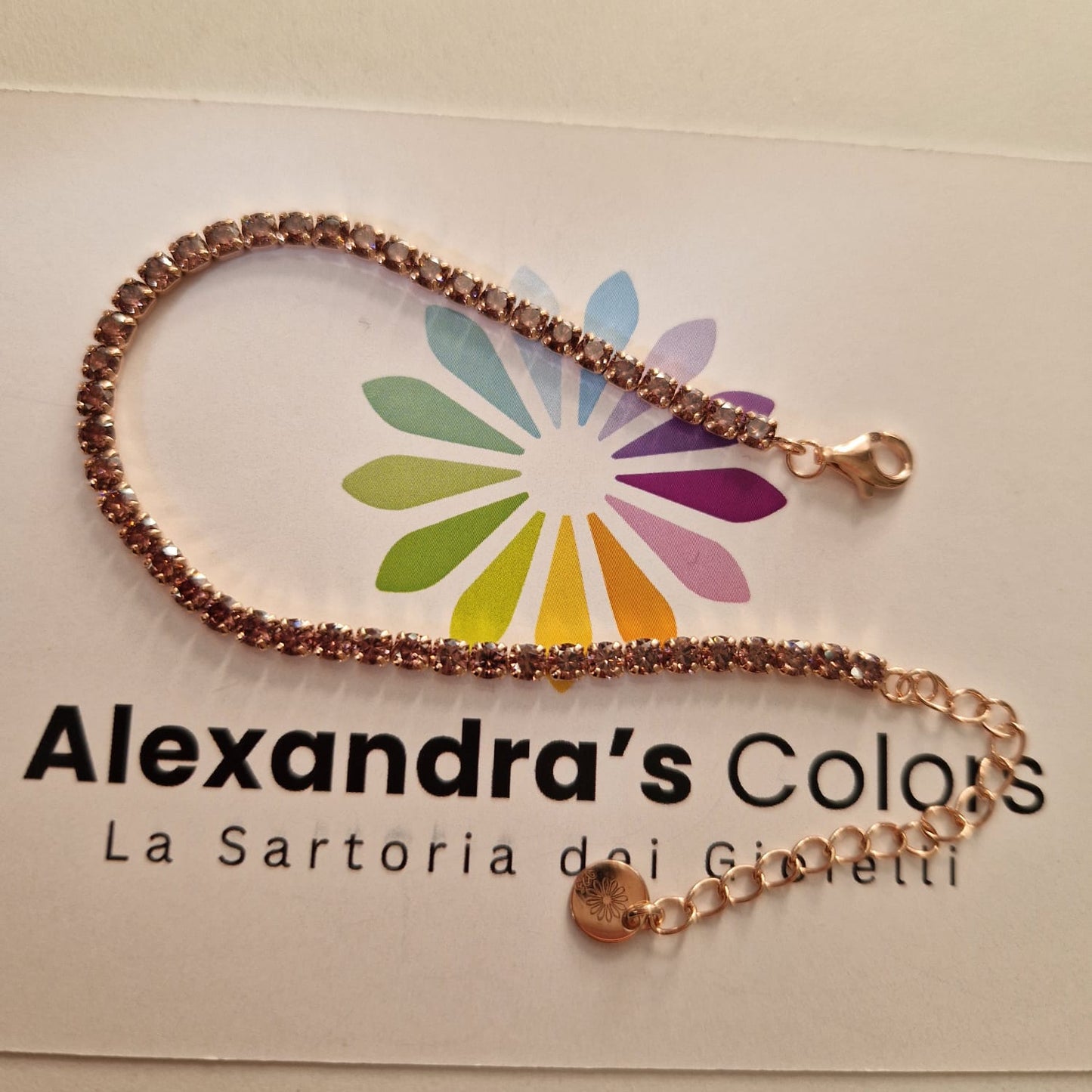 Bracciale Tennis Color Rodolite/Vinaccia, in Argento S925