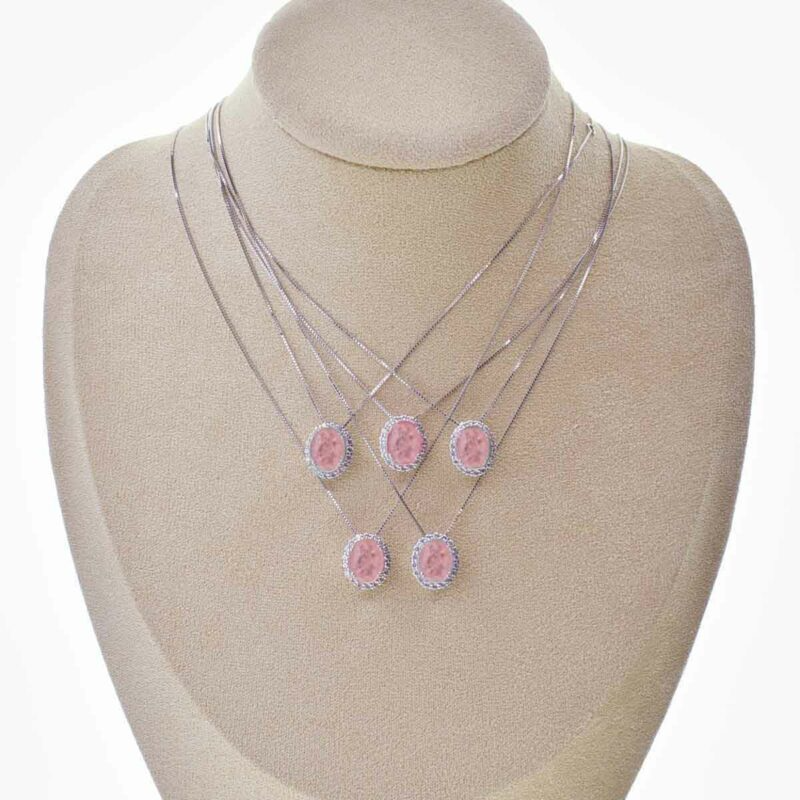 Collana con Pendente Ovale, in Argento 925