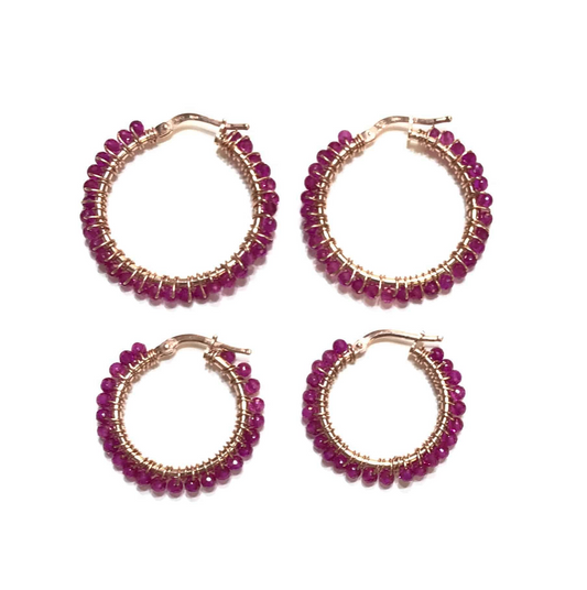 Hoop Earrings With Corals of Real Stones
