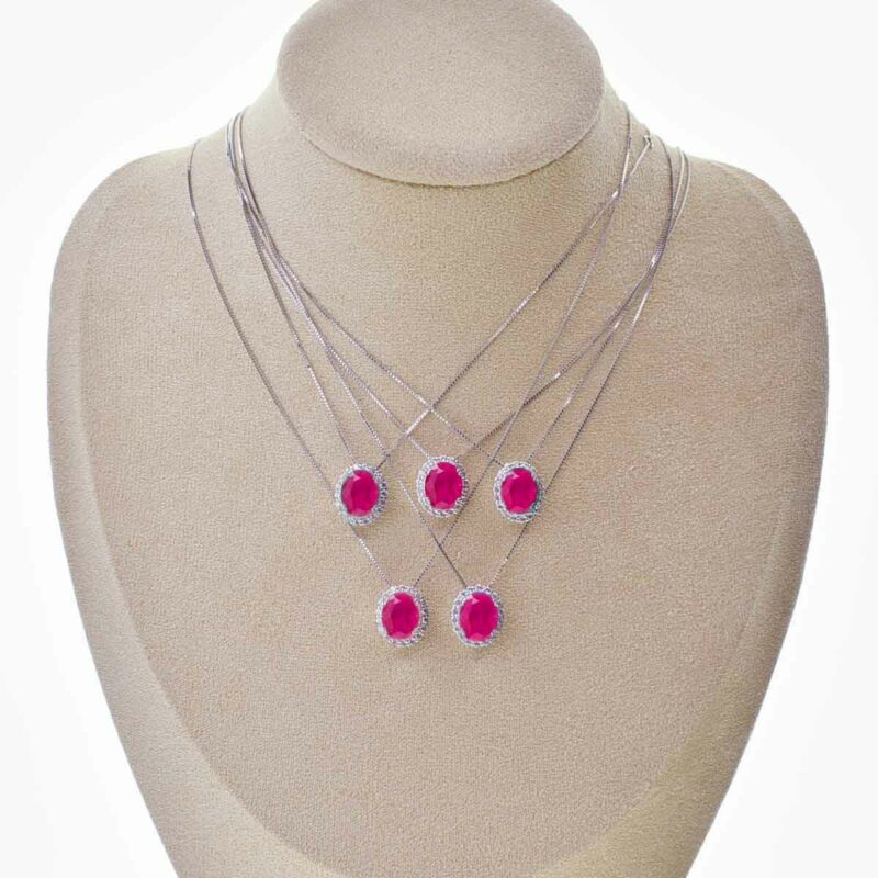 Collana con Pendente Ovale, in Argento 925