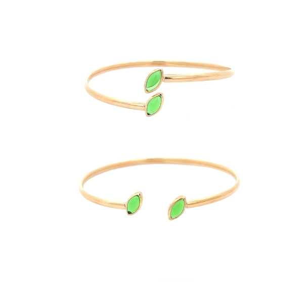 Bracciale Rigido con Ovali taglio Marquise, Argento S925