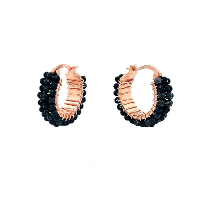 Medium Hoop Earrings with Real Stones