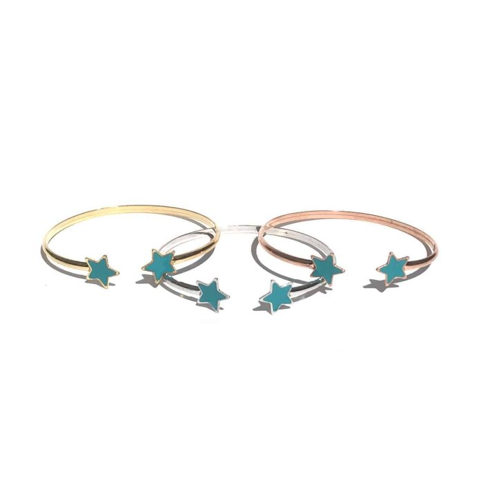 Rigid Bracelet with Stars, in 925 Sterling Silver