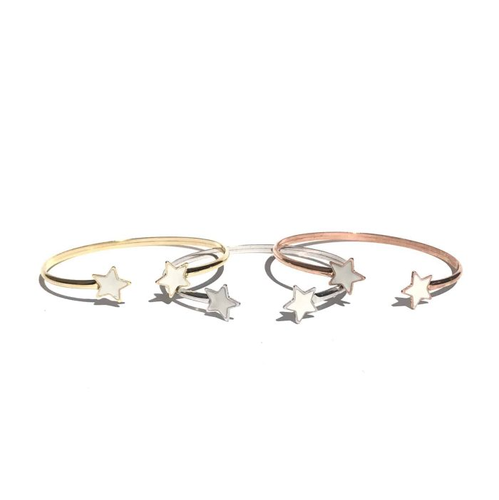 Rigid Bracelet with Stars, in 925 Sterling Silver