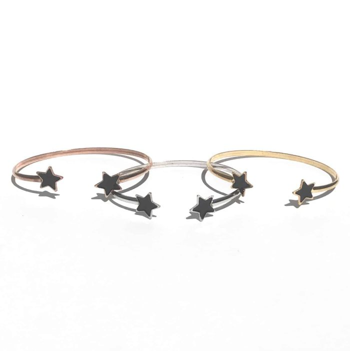 Rigid Bracelet with Stars, in 925 Sterling Silver