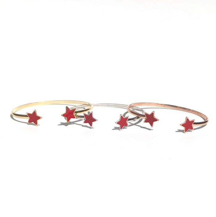 Rigid Bracelet with Stars, in 925 Sterling Silver