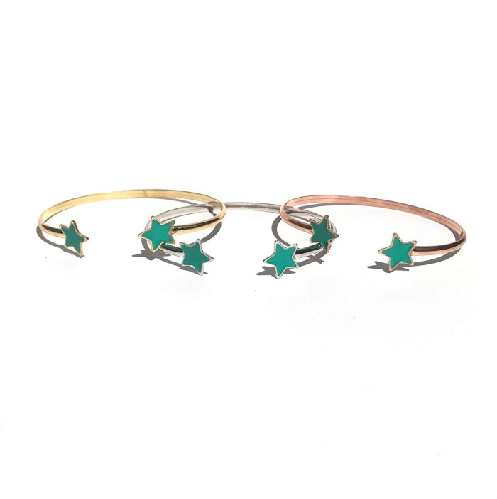 Rigid Bracelet with Stars, in 925 Sterling Silver