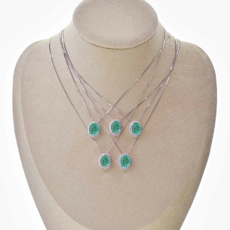 Collana con Pendente Ovale, in Argento 925