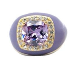 Adjustable 925 Silver Ring with Square Zircon