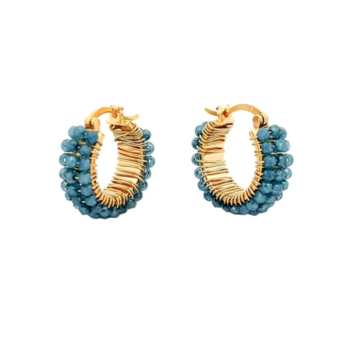 Medium Hoop Earrings with Real Stones