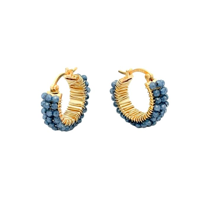 Medium Hoop Earrings with Real Stones