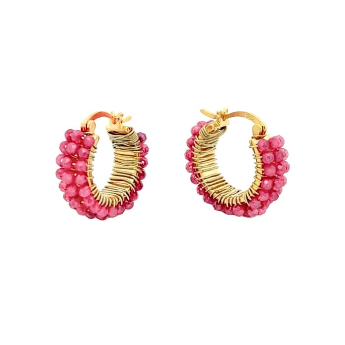 Medium Hoop Earrings with Real Stones