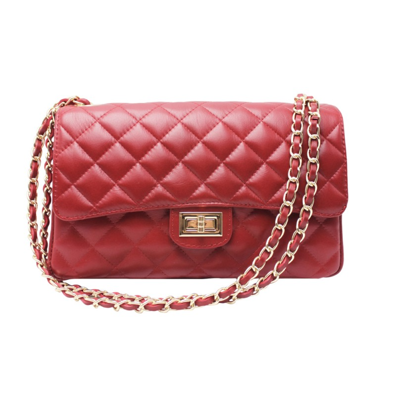 Sac en cuir matelassé avec chaîne - différentes couleurs