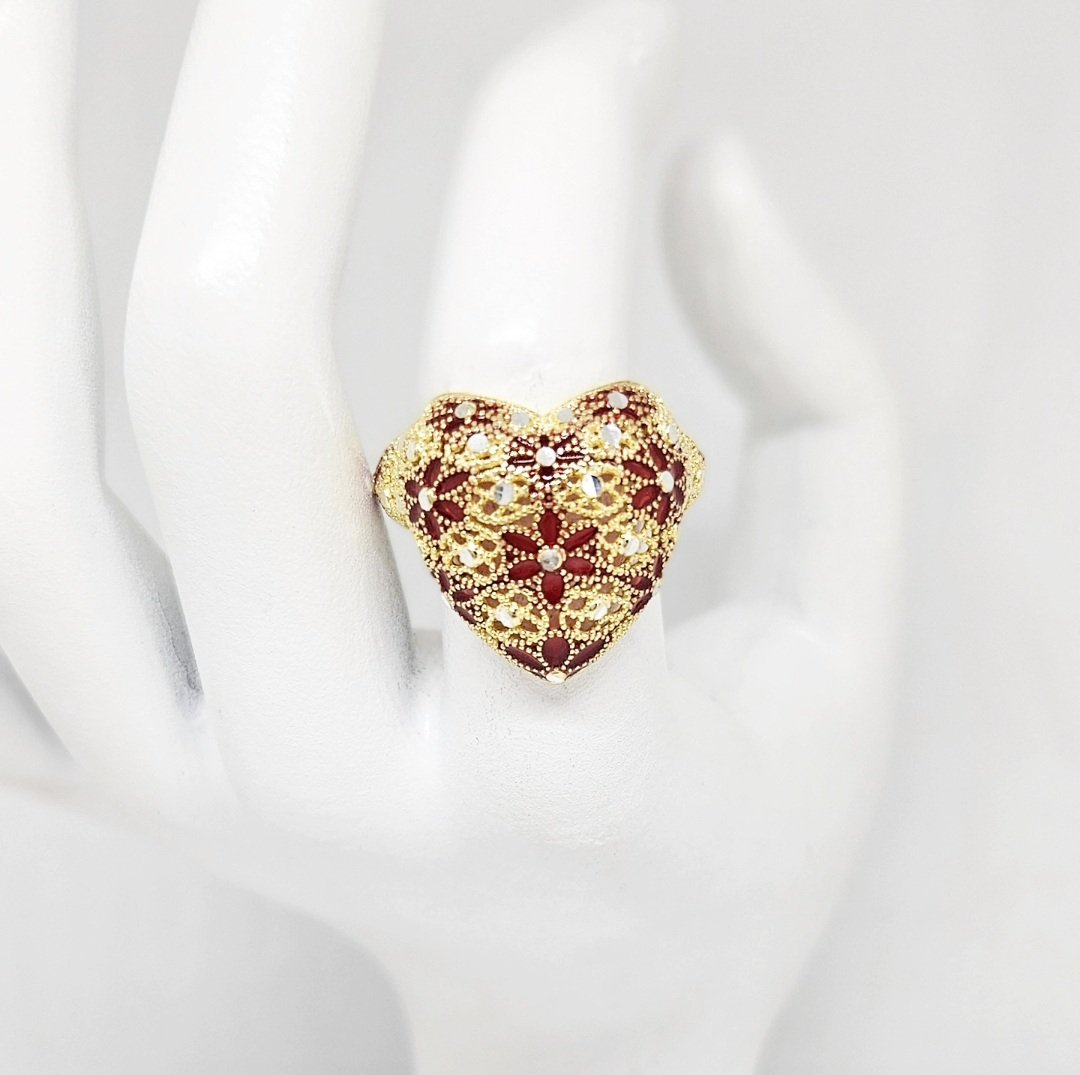 Anelli Cuore, Preziosi , in Filigrana, Argento 925 e Bagno in Oro