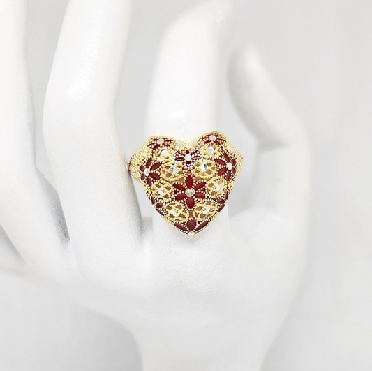 Anelli Cuore, Preziosi , in Filigrana, Argento 925 e Bagno in Oro