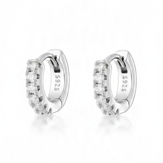 Orecchini Cerchio mm 12 con MOISSANITE mm 2, Argento s925