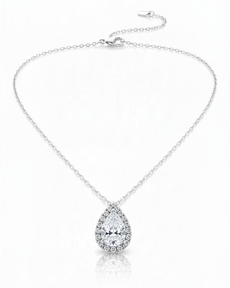 Collana Con Goccia in MOISSANITE certificata, in Argento S925