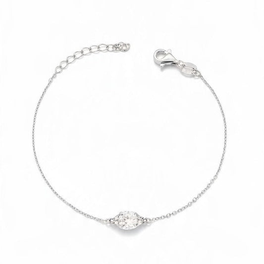 Bracciale Forzatina Diamantata Punto Luce con MOISSANITE mm 6, in Argento S925