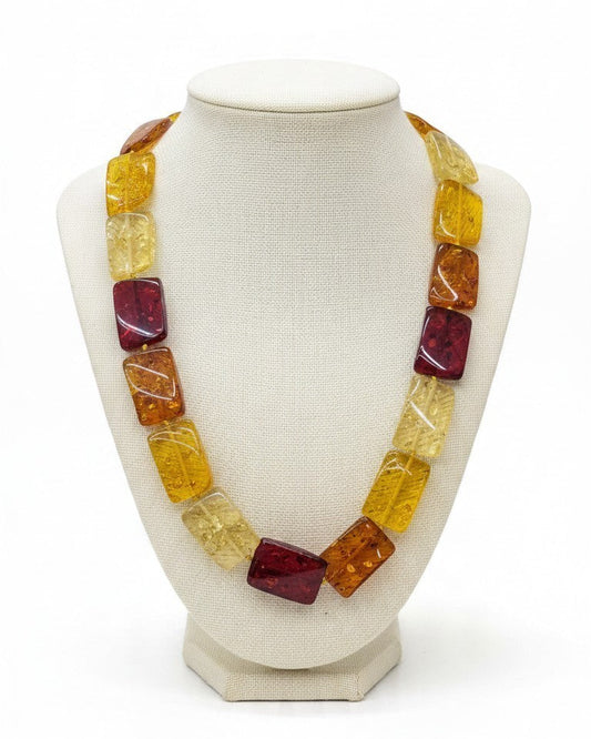 Collana Maxi in Pasta di Ambra Rettangolare