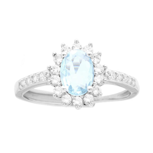 Anello Solitario Kate Ovale Acquamarina, Argento s925