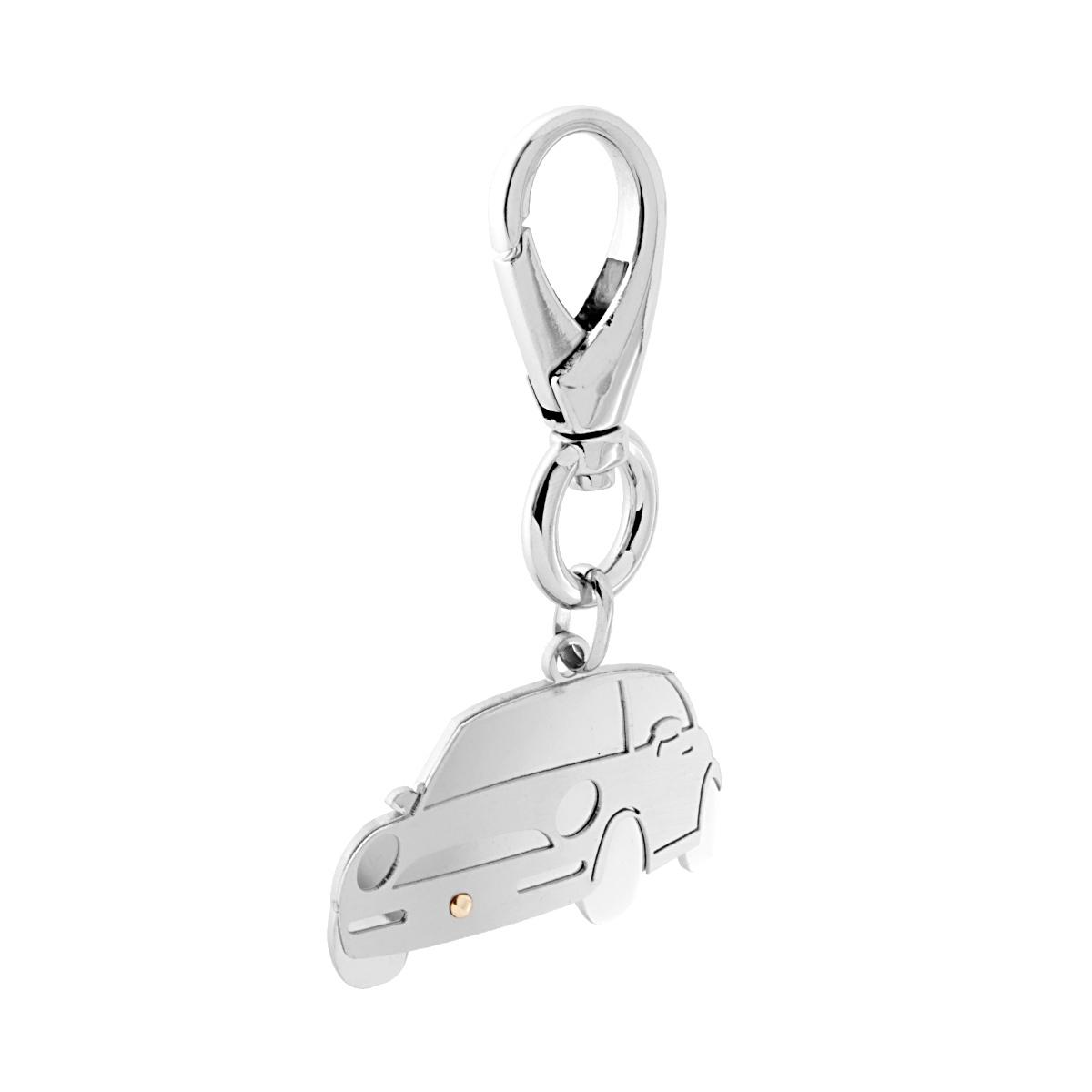 Portachiavi con Automobile e Punto Oro, in ACCIAIO inox