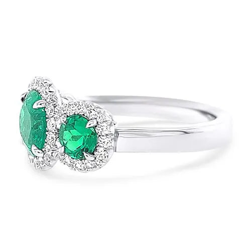 Anello Trilogy Grande Tondo Verde in Argento S925 e Zirconi