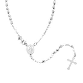 Collana Rosario cm 60 con Grani a pallina, Argento s925
