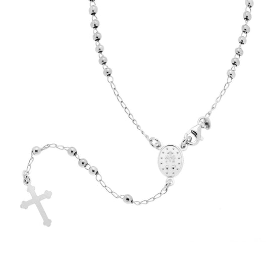 Collana Rosario cm 60 con Grani a pallina, Argento s925