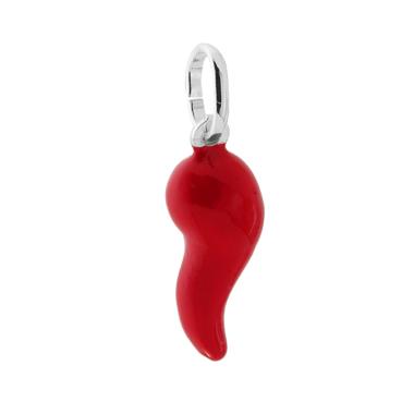 Ciondolo Corno mm 21 con Smalto Rosso, in Argento 925
