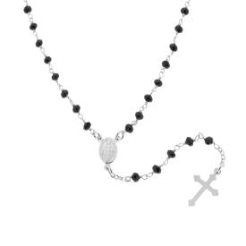 Collana Rosario con Grani Neri, Argento s925