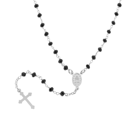 Collana Rosario con Grani Neri, Argento s925