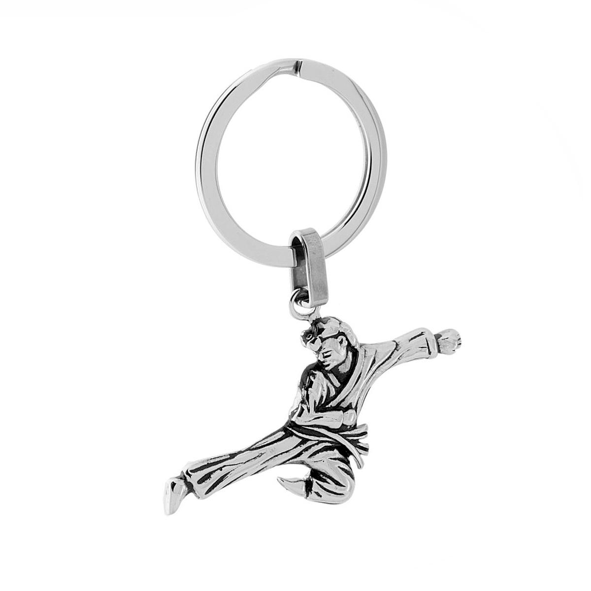 Portachiavi soggetto posizione Karate, in ACCIAIO inox