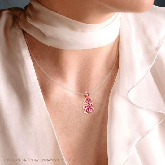 Ciondolo Bimba con Zirconi Ruby, in Argento s925