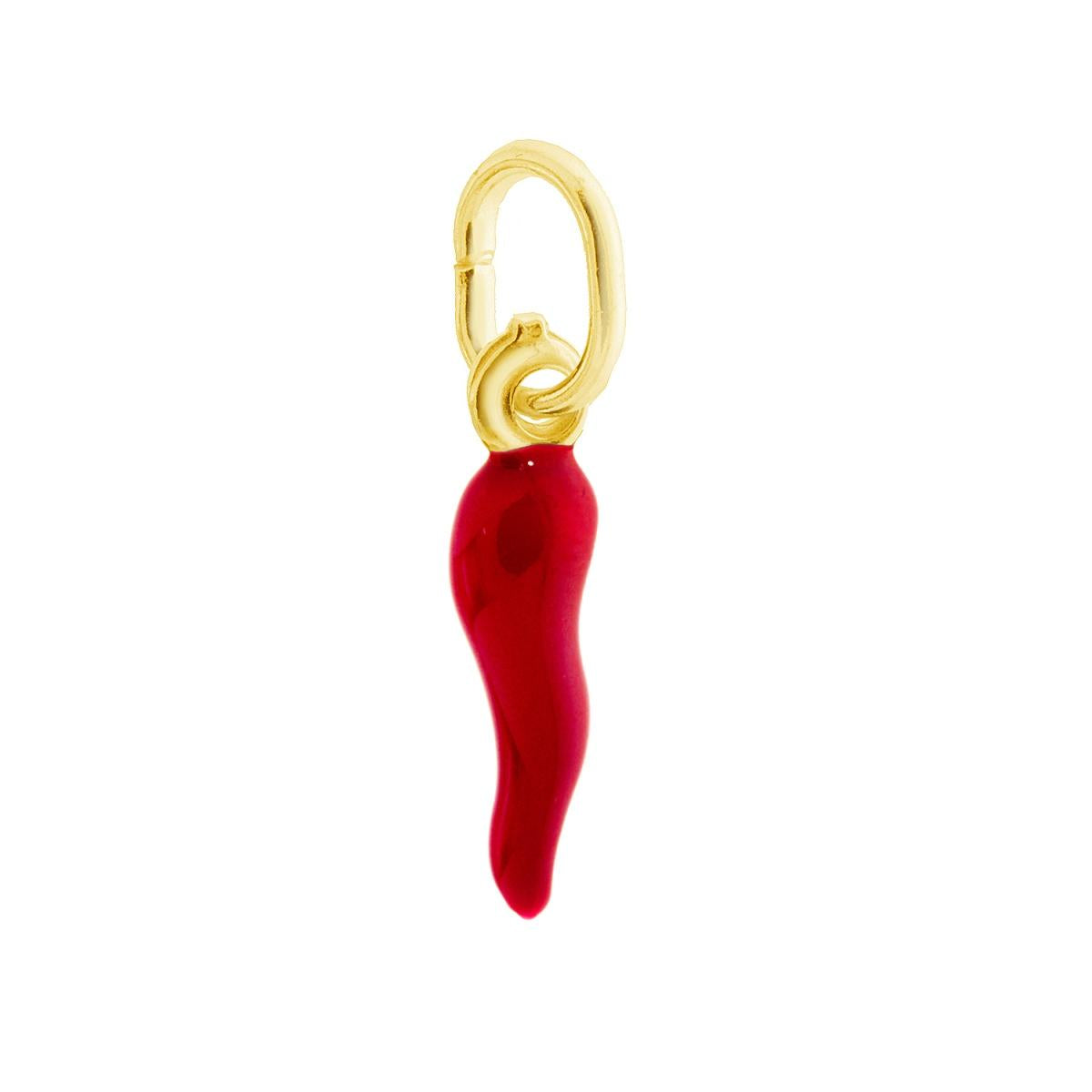 Ciondolo Corno Rosso 18mm, in Argento 925
