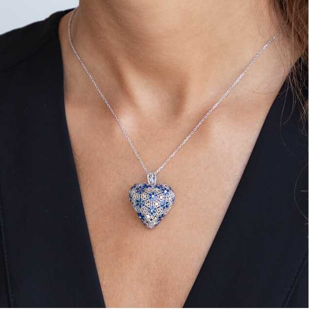 Collana con Ciondolo in Filigrana Preziosa, Argento s925