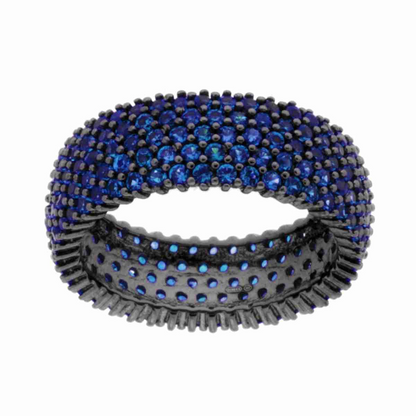 Anello Fascia UnisexBlu/Nero, in ARGENTO S925