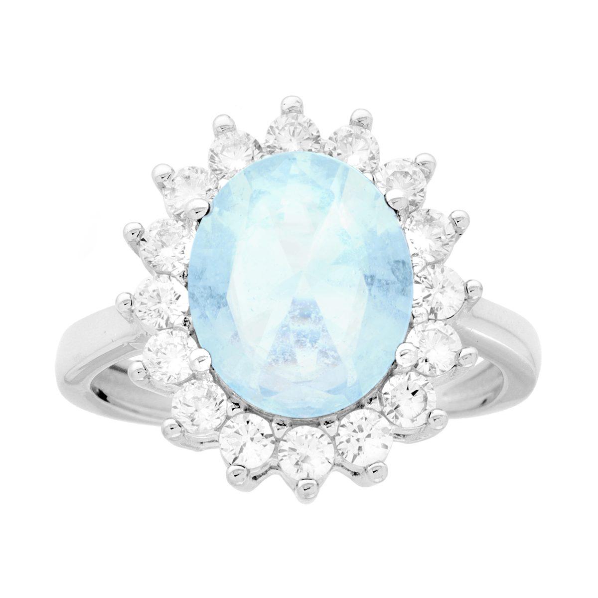 Anello Kate Acquamarina Grande 16mm, in ARGENTO S925