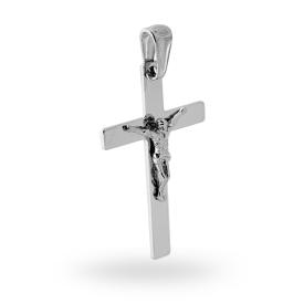 Ciondolo Croce Latina con Gesu Cristo in rilievo –  in Argento 925