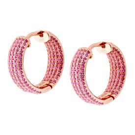 Hoop earrings with pearls and colored beads, in silver and gold