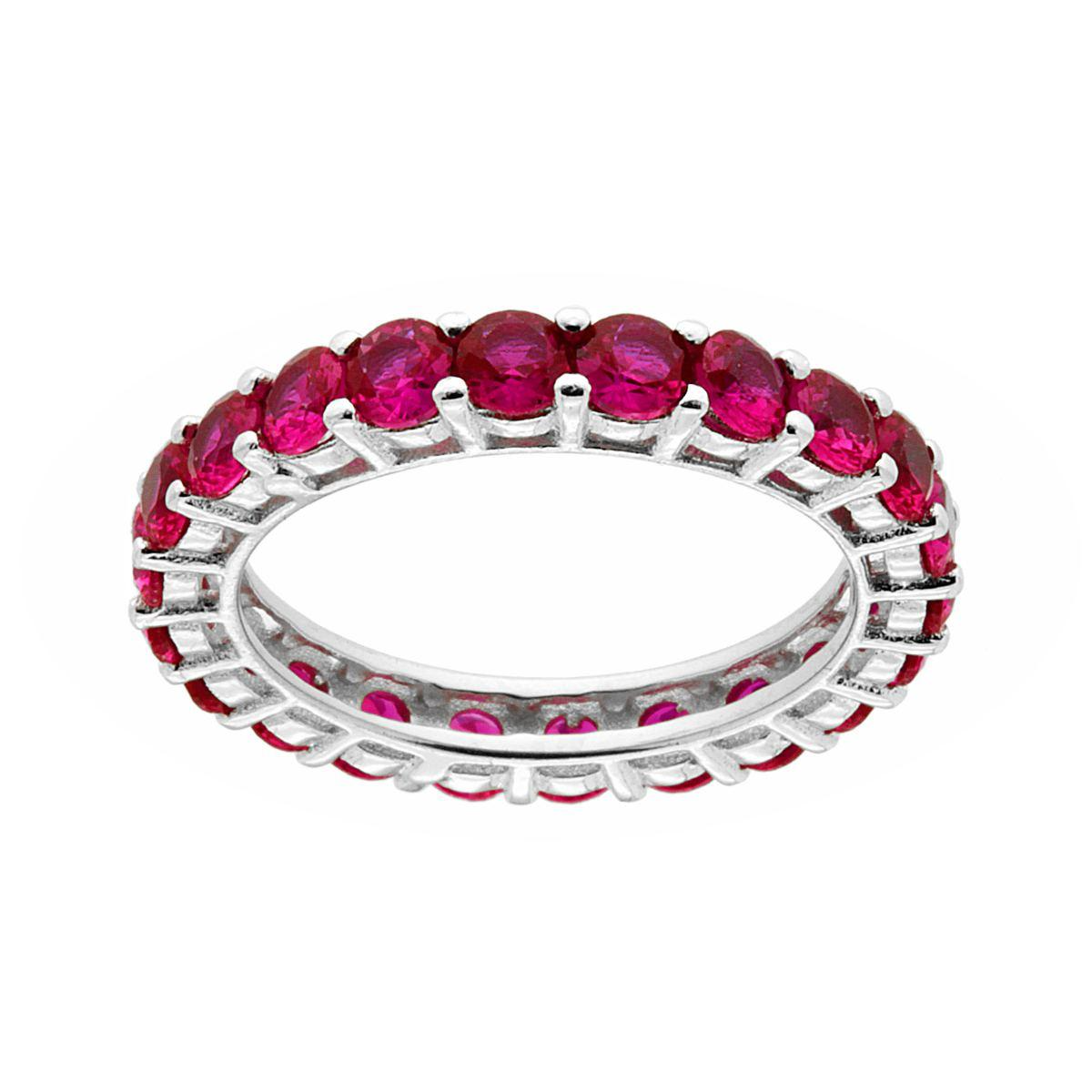 Anello Eternity Veretta a giro Rosso Rubino mm 3, in Argento s925
