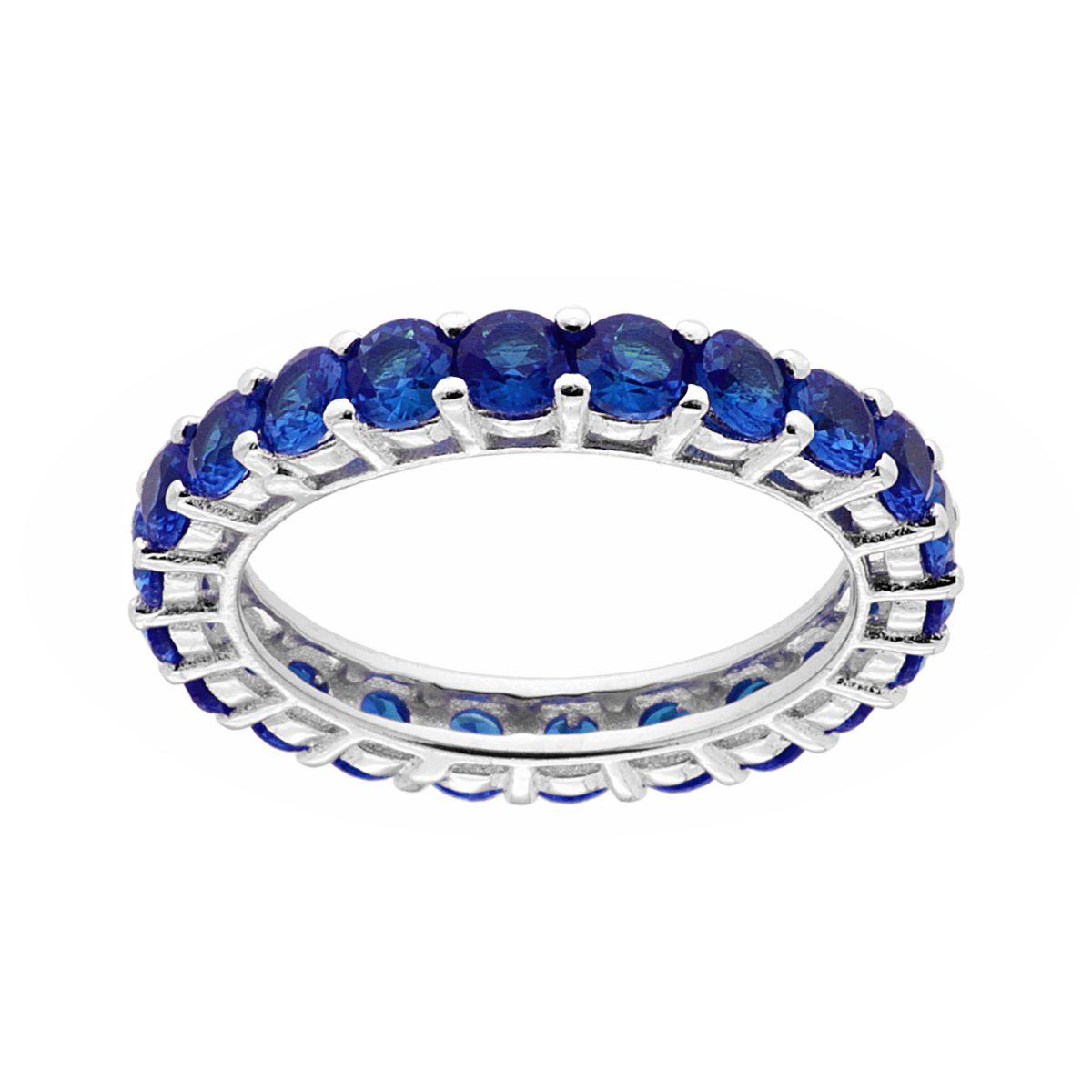 Anello Eternity Veretta a giro Blu mm 3, in Argento s925