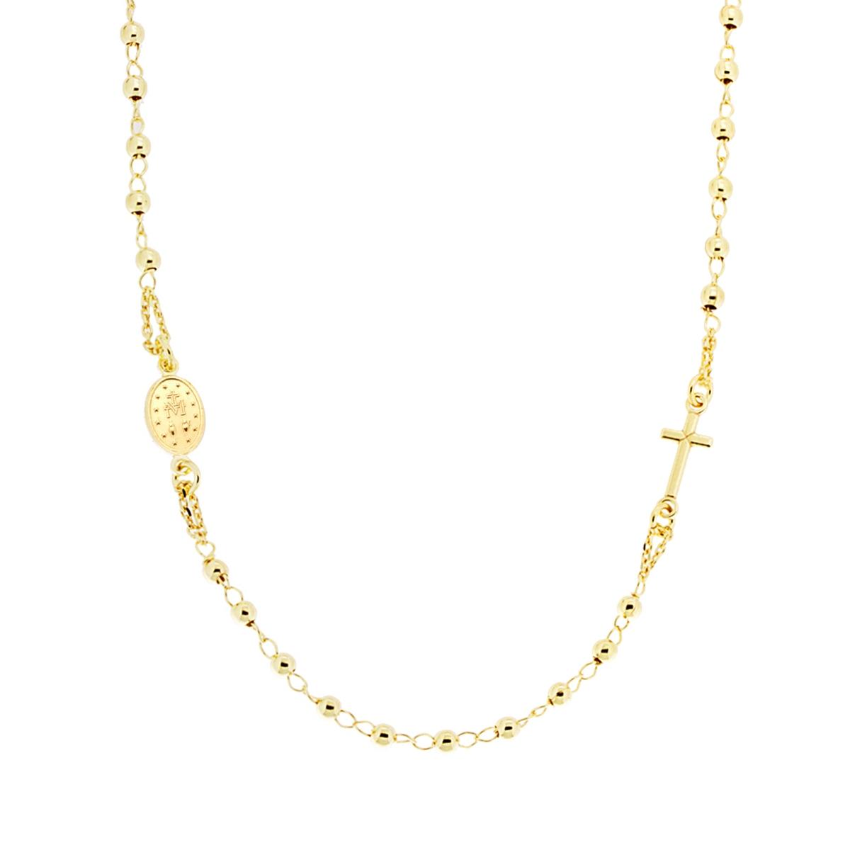 Collana Rosario cm 50 con Grani a pallina liscia, Argento s925