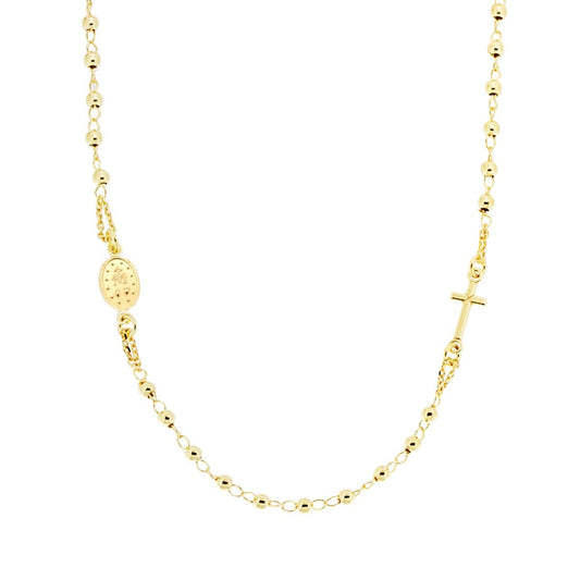 Collana Rosario cm 50 con Grani a pallina liscia, Argento s925