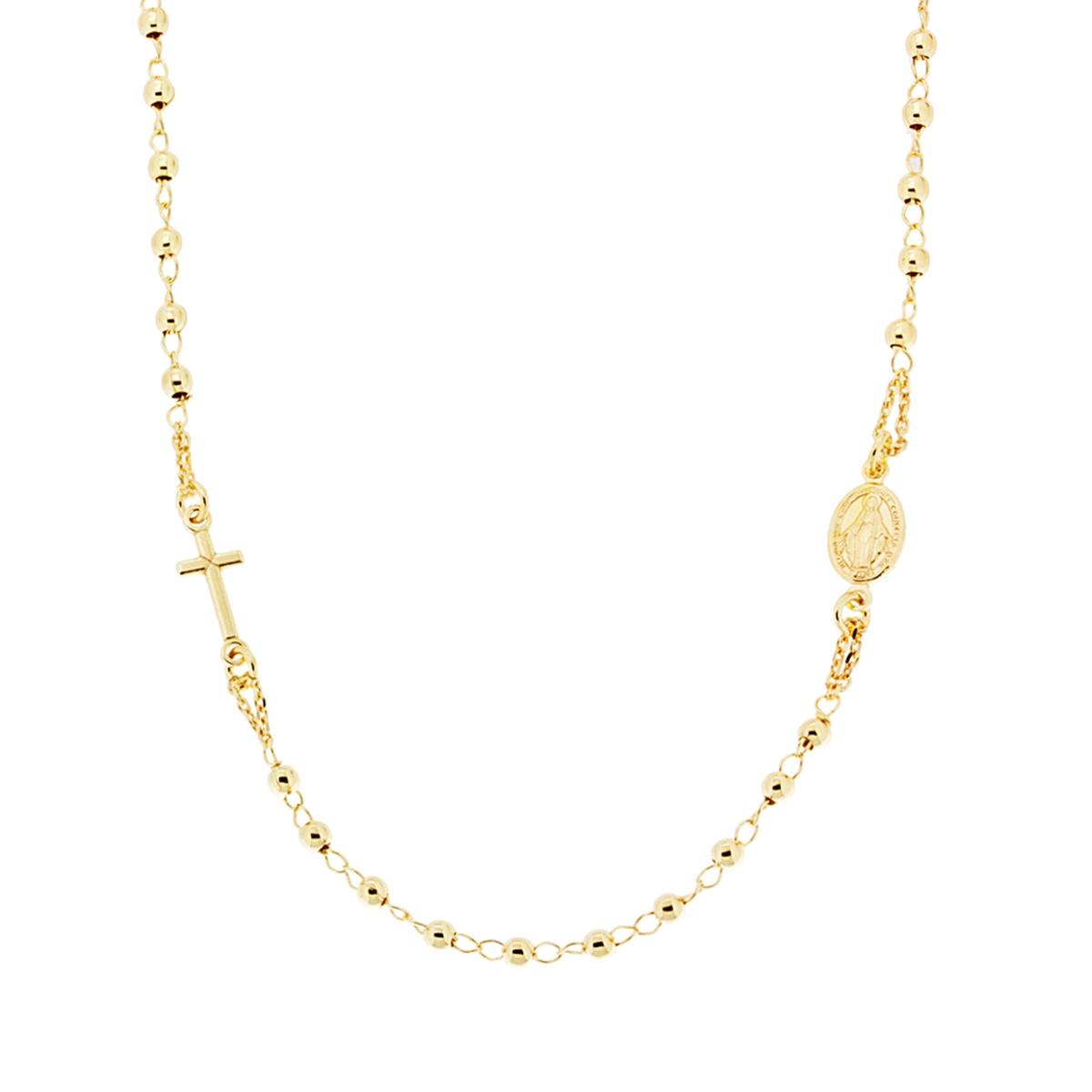 Collana Rosario cm 50 con Grani a pallina liscia, Argento s925
