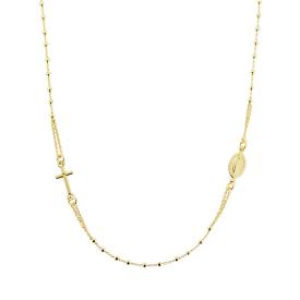 Long Necklace with Multicolor Sapphire Stones, S925 Silver and Gold